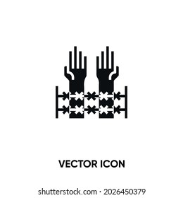 Icono del vector del refugiado. Ilustración moderna, simple y plana de vector para sitio web o aplicación móvil.Inmigración o símbolo migrante, ilustración de logotipo. Gráficos vectoriales perfectos para píxeles	