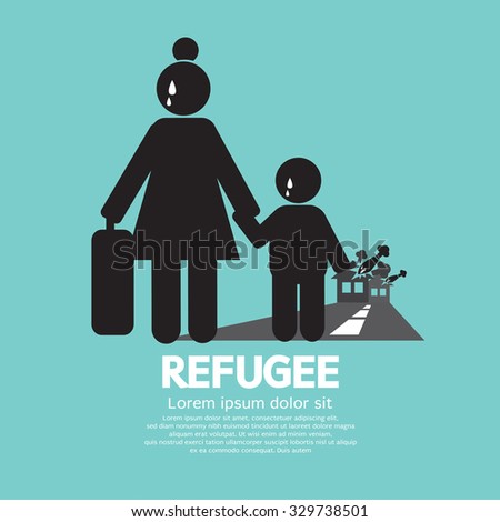 Refugees Evacuee Symbol Vector Illustration