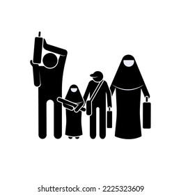 Icono de los refugiados. Símbolo de migrantes para diseño, presentación, sitio web o elementos de aplicaciones.