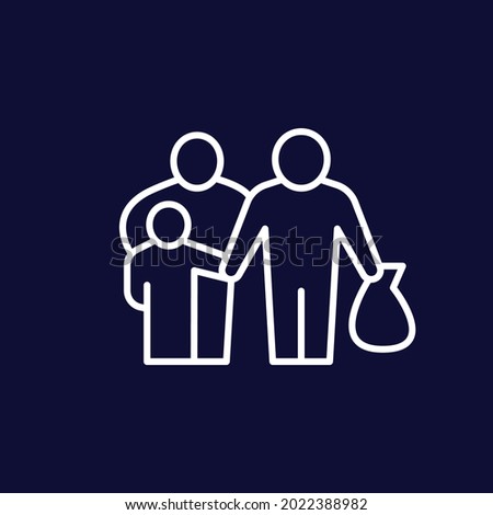 Refugees line icon on dark