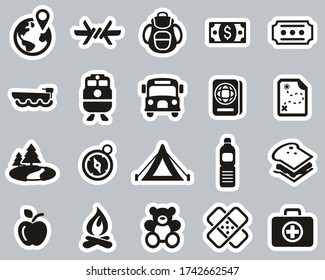 Refugees & Migrants Icons Black & White Sticker Set Big