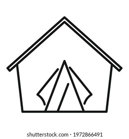 Refugees tent icon. Outline Refugees tent vector icon for web design isolated on white background