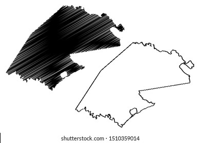 Refugio County, Texas (Counties in Texas, United States of America,USA, U.S., US) map vector illustration, scribble sketch Refugio map