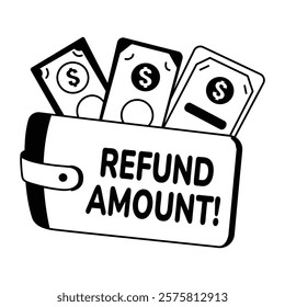 Refund amount in wallet, glyph style sticker 