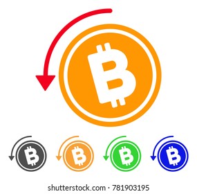 Refund Bitcoin Cash icon. Vector illustration style is a flat iconic refund bitcoin cash symbol with gray, green, blue, yellow color versions. Designed for web and software interfaces.