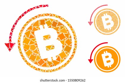 Refund Bitcoin cash mosaic of rough elements in various sizes and color tones, based on refund Bitcoin cash icon. Vector uneven elements are organized into collage.