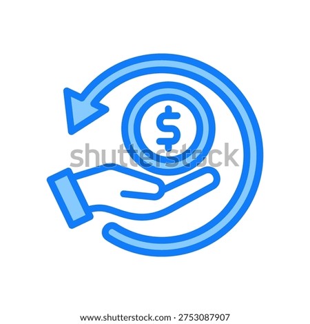 Refund blue icon vector Illustration