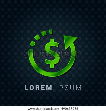Refund Bright Green chromium precious metallic 3D Icon / Logo Design