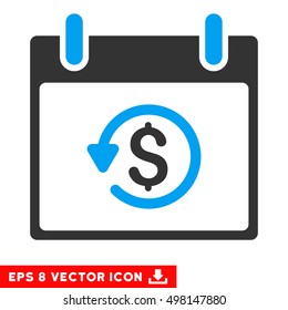 Refund Calendar Day icon. Vector EPS illustration style is flat iconic bicolor symbol, blue and gray colors.