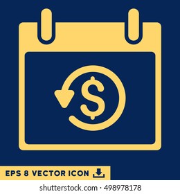 Refund Calendar Day icon. Vector EPS illustration style is flat iconic symbol, yellow color.