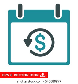 Refund Calendar Day icon. Vector EPS illustration style is flat iconic bicolor symbol, soft blue colors.