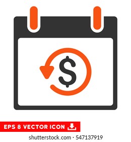 Refund Calendar Day icon. Vector EPS illustration style is flat iconic bicolor symbol, orange and gray colors.