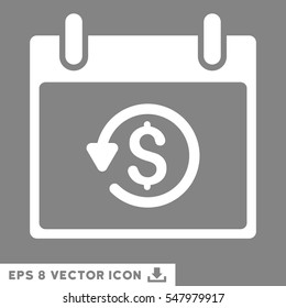 Refund Calendar Day icon. Vector EPS illustration style is flat iconic symbol, white color.
