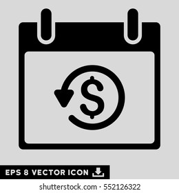 Refund Calendar Day icon. Vector EPS illustration style is flat iconic symbol, black color.