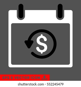 Refund Calendar Day icon. Vector EPS illustration style is flat iconic bicolor symbol, black and white colors.
