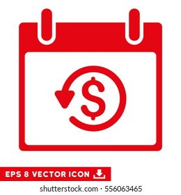 Refund Calendar Day icon. Vector EPS illustration style is flat iconic symbol, red color.
