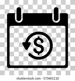 Refund Calendar Day icon. Vector illustration style is flat iconic symbol, black color, transparent background. Designed for web and software interfaces.