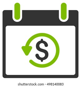 Refund Calendar Day vector pictogram. Style is flat graphic bicolor symbol, eco green and gray colors, white background.