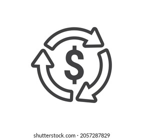refund dollar icon. transfer symbol. cash back sign. vector illustration