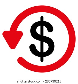 Refund icon from Business Bicolor Set. This flat vector symbol uses intensive red and black colors, rounded angles, and isolated on a white background.