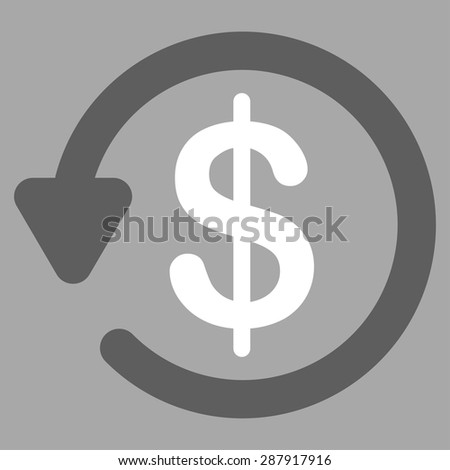 Refund icon from Business Bicolor Set. This flat vector symbol uses dark gray and white colors, rounded angles, and isolated on a silver background.