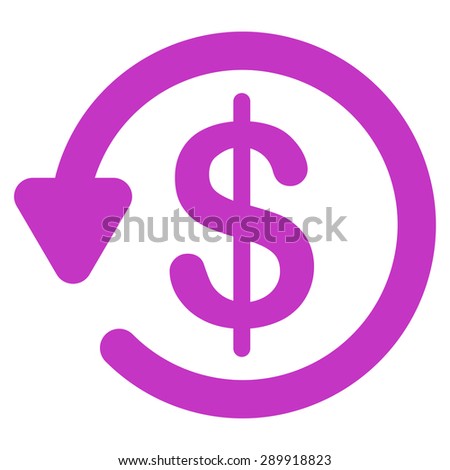 Refund icon from Business Bicolor Set. This flat vector symbol uses violet color, rounded angles, and isolated on a white background.