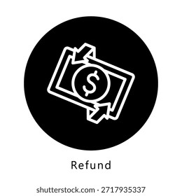 Botón De Icono De Reembolso, Mini Ilustración Relacionada Con El Servicio De Pago. Uso Para El Concepto Moderno, Ui, Web Ux Y Desarrollo De App.