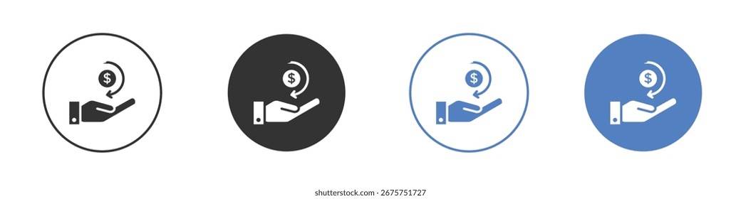 Colección de icono de reembolso para App en colores negro y azul