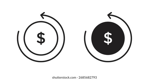 Icono de reembolso logotipo plano en blanco y negro
