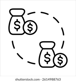refund icon in outline style vector illustration