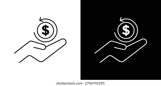 Píxel de icono de reembolso perfecto. Símbolo de contorno. Dibujo lineal simple.