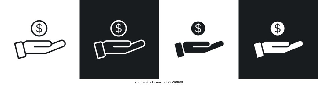 Refund icon vector collection in black and white.