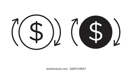 Refund icon vector in simple flat design, outline.