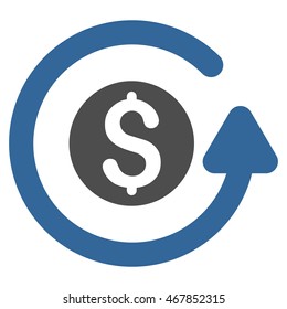 Refund icon. Vector style is bicolor flat iconic symbol with rounded angles, cobalt and gray colors, white background.