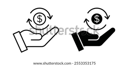 Refund icons in black filled and outlined style