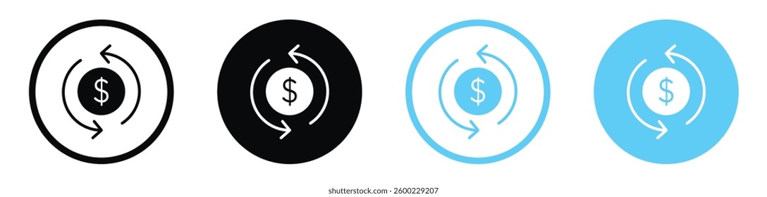 Refund icons design. vector icons for ui designs