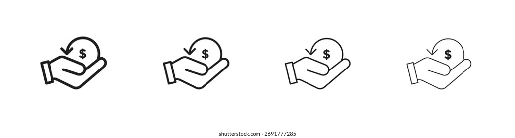 Ícones de reembolso ilustrações coleção em fundo branco. Gráficos de vetor perfeitos com pixel