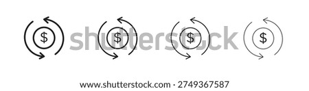 Refund icons set. Set of line vector icon with editable stroke