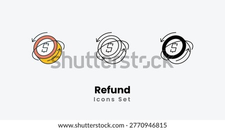 Refund icons vector set stock illustration
