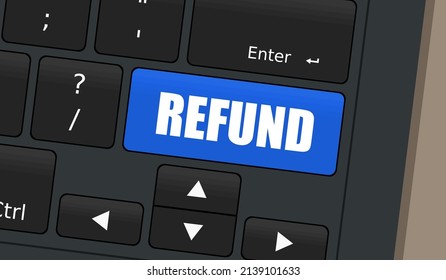 Refund key on laptop keyboard. Concept vector illustration. Online shopping refund concept.