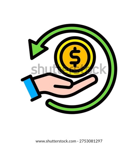 Refund lineal color icon vector Illustration