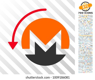 Refund Monero icon with 700 bonus bitcoin mining and blockchain images. Vector illustration style is flat iconic symbols designed for crypto-currency websites.