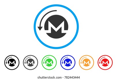 Refund Monero rounded icon. Style is a flat grey symbol inside light blue circle with additional color variants. Refund Monero vector designed for web and software interfaces.
