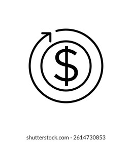 refund money icon black and white vector sign