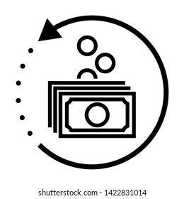 Refund money icon. Simple design. Line vector. Isolate on white background.