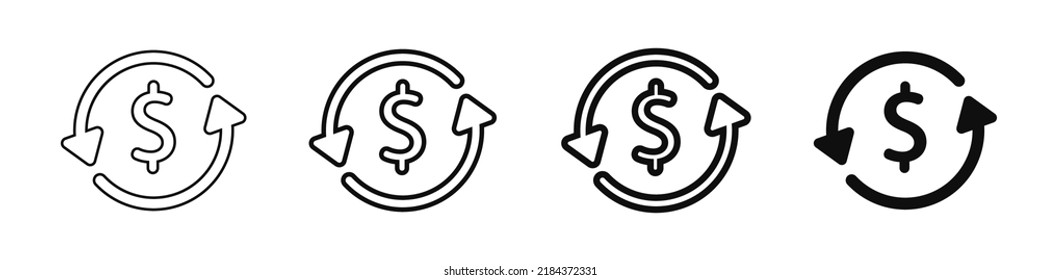 Refund money icons. Return on investment. Cash back. Vector illustration