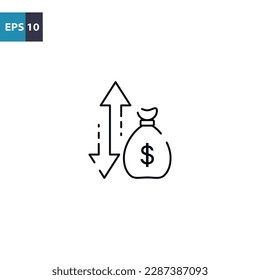 Reembolsar la ilustración de icono de esquema Vector