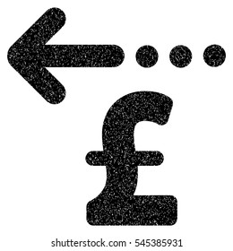 Refund Pound grainy textured icon for overlay watermark stamps. Flat symbol with dirty texture. Dotted vector black ink rubber seal stamp with grunge design on a white background.
