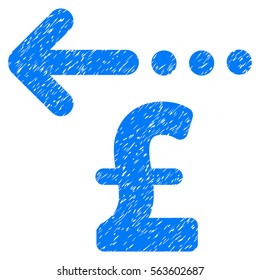 Refund Pound grainy textured icon for overlay watermark stamps. Flat symbol with dust texture. Dotted vector blue ink rubber seal stamp with grunge design on a white background.