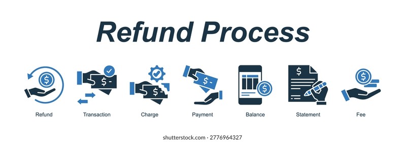 Refund Process banner web icon vector illustration concept with an icon of Refund, Transaction, Charge, Payment, Balance, Statement, Fee